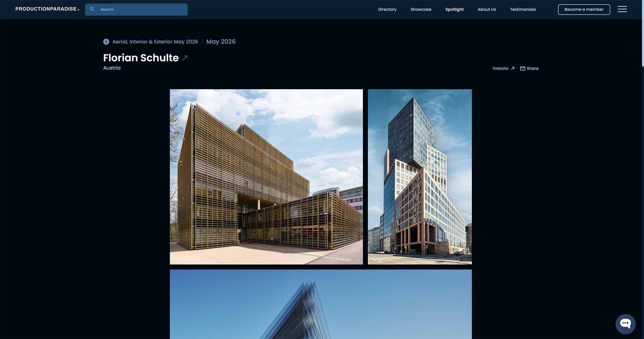 Architekturfotografie in Österreich mit moderner Fassadenarchitektur und Hochhaus in urbanem Raum – professionelle Architektur- und Businessfotografie von Atelier Schulte mit klarer Linienführung, Lichtstimmung und zeitloser Bildsprache.